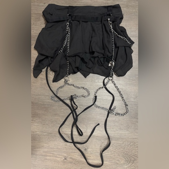 NWT Dolls Kill / Darker Wavs Warp Mini Skirt With Leg Chains - Picture 3 of 5